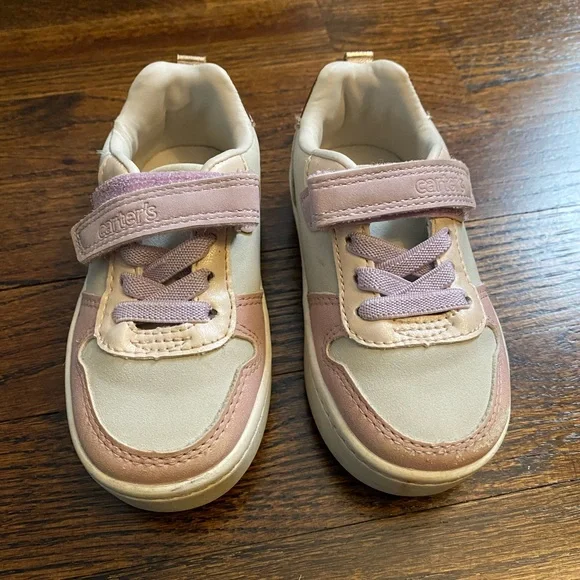 Carter's- toddler size 6 skater shoe unisex Blush Cream Kid Sneakers Miriam baby - Picture 4 of 16
